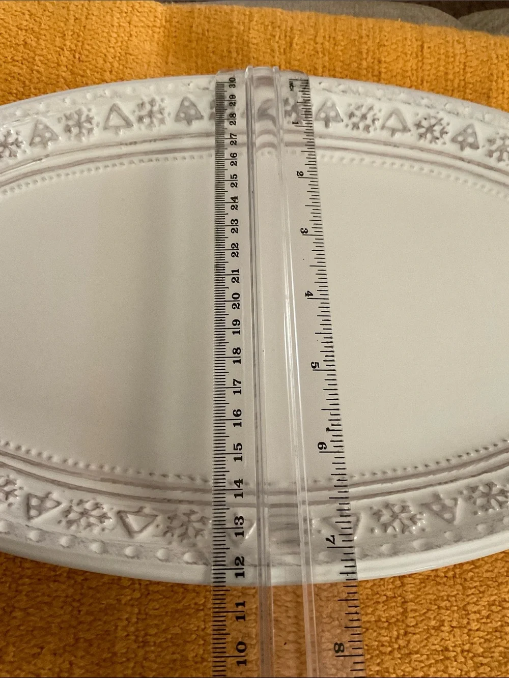 Hallmark White Christmas Tree & Snowflakes Embossed Oval Serving Platter